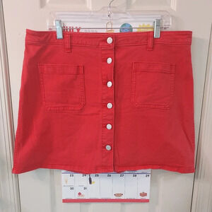 Gap Denim - Red Front Patch Pocket Denim Skirt Size 33/16